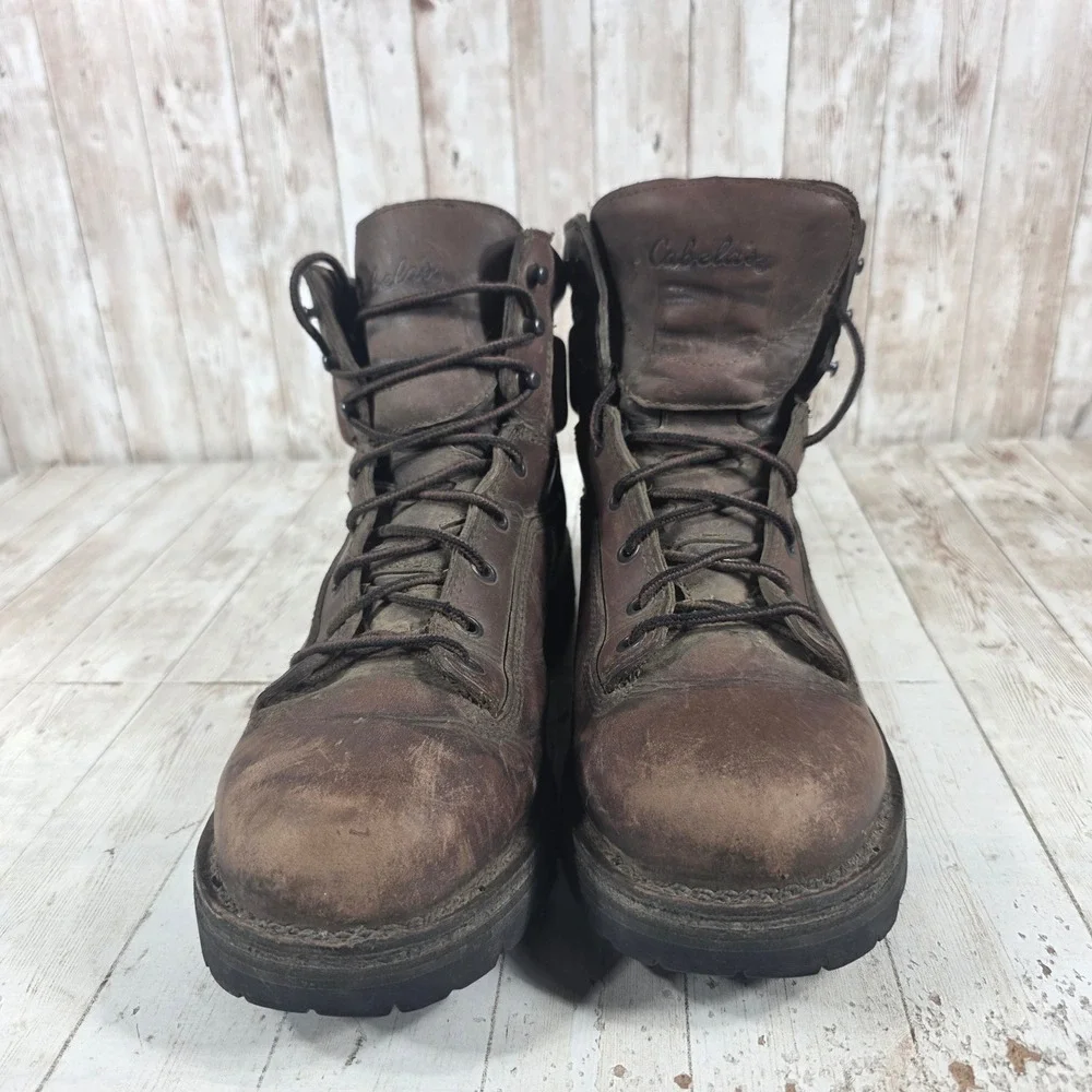 Cabelas Mens Brown Leather Gore-Tex Vibram‎ Hiking Boots 80047371 Size 10 M